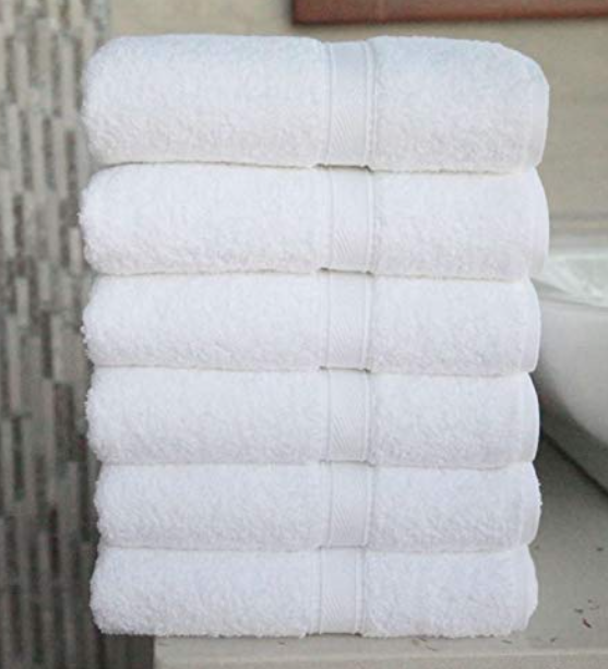 F2L Cotton Hand Towel 500 GSM, Size - 16x30 Inch (Set of 6 pc White)