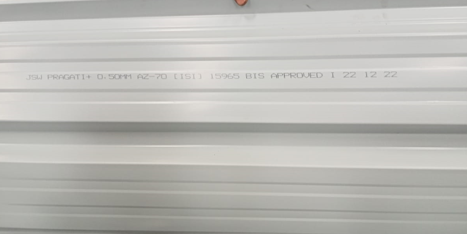 Powder coated off white GI Profile Sheet 0.5 mm thick size 4X12 feet make JSW