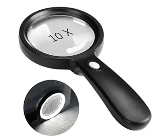 JMH Magnifying Glass with Light, 10X Handheld Large Magnifying Glass 12 LED Illuminated Lighted Magnifier for Macular Degeneration, Seniors Reading, Soldering, Inspection, Coins, Jewelry, Exploring
